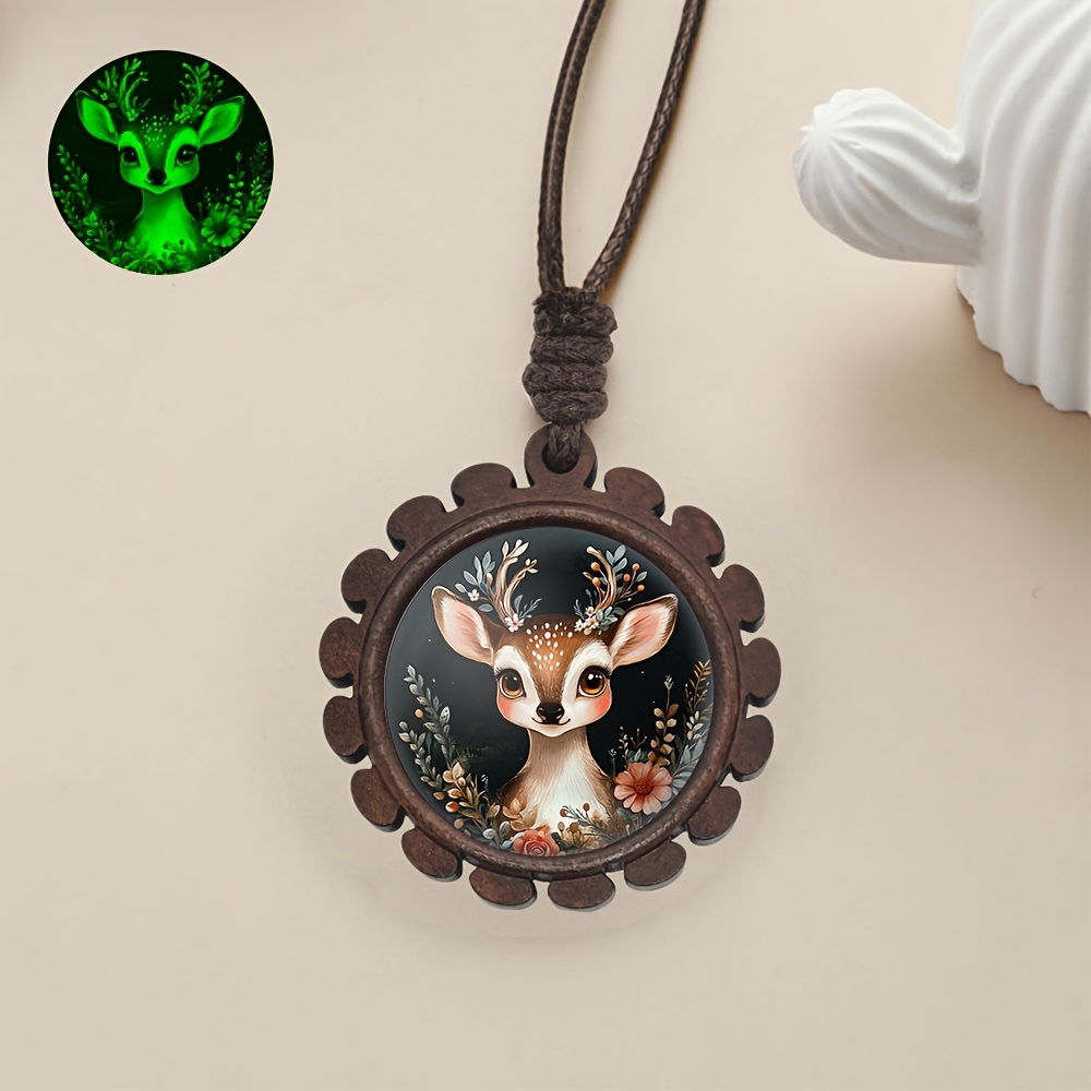 Glow Wood Necklace with Luminous Beads